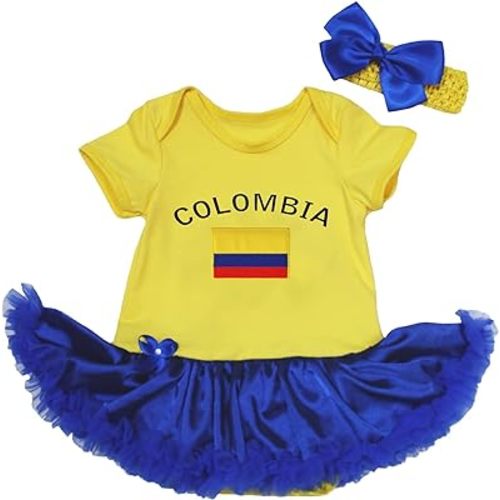 Petitebella Colombia & Flag Baby Dress Nb-18m