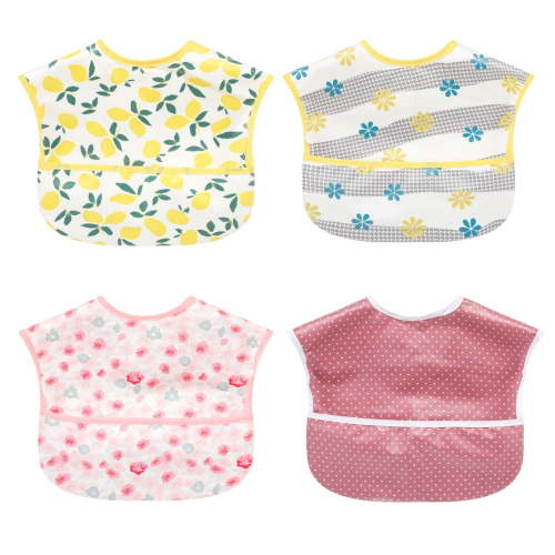 Baby bibs Waterproof Toddler bib - Feeding bib with Pocket for Infant Boy Girl Washable 6-36M