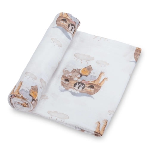 Noah's Ark Baby Muslin Swaddle Blanket