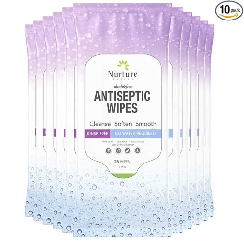 Nurture XL Antibacterial Body & Hand Wipes | Alcohol-Free Antiseptic Wet Sanitizer Towelettes for Germ Removal, Disinfecting Skin, Sanitizing Hands |Cleaning Cloths | Adults & Baby | Thick & Strong