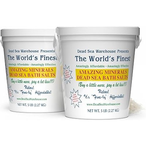 Dead Sea Warehouse - Dead Sea Salts for Soaking - 100% Dead Sea Mineral Bath Salts - Great for Soothing Muscles Aches, Relaxation, Alleviate Skin Issues - Unscented - 5lbs - 2 Pack