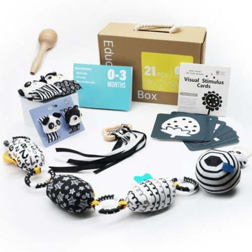 RoamReady Black and White Baby Toys, 7 in 1 Sensory Toys for Infants, Tummy Time Toys Newborn Toys 0-3 Months Brain Development, High Contrast Baby Cards Infant Montessori Toy Gift