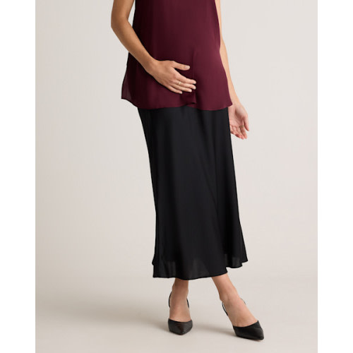 Washable Stretch Silk Maternity Skirt in black, size small