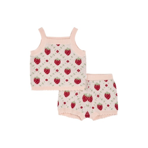 Strawberry Organic Cotton Knit Tank & Shorts Set, 3-6M