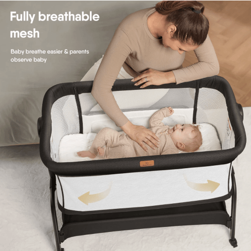 BabyBond Baby Bassinet 3 in 1 Bassinet Bedside Sleeper with Soft Mattress and Sheet for Baby IN BLACK