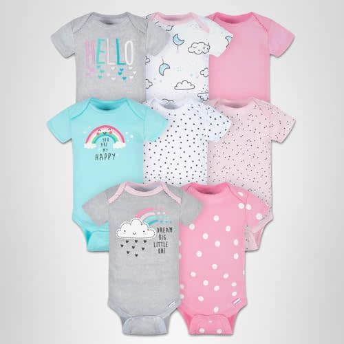 Gerber Baby Girls' 8-pack Short Sleeve Onesies Bodysuits