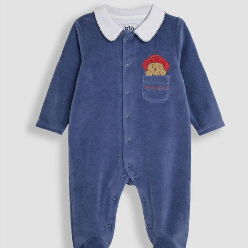 Buy JoJo Maman Bébé Navy Paddington Velour Collared All-in-One from the Next UK online shop