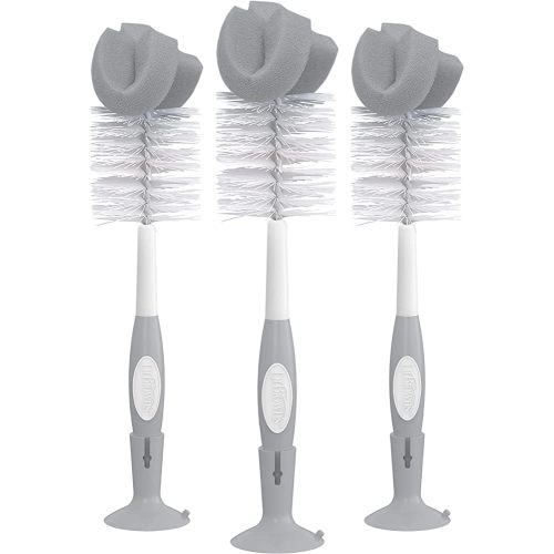 Amazon.com: Dr. Brown's Bottle Brush, Blue, 3-Pack | Sponge and bristle cleaning brush, thoroughly clean bottles and baby items, nipple cleaner and suction cup base : Baby
