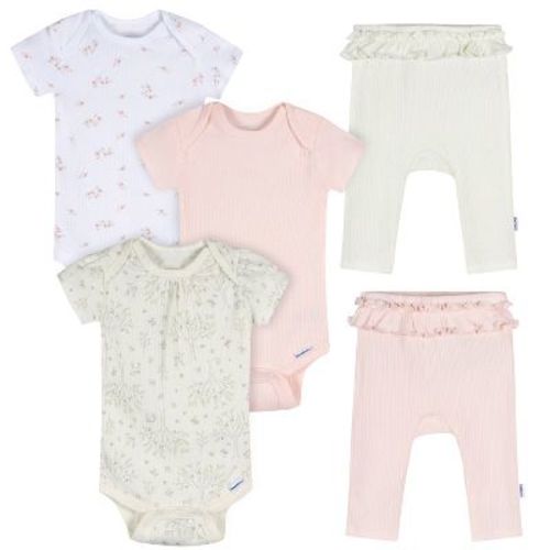 Gerber Baby Girls' 5-Piece Bodysuits & Pants Set, Deer, Newborn
