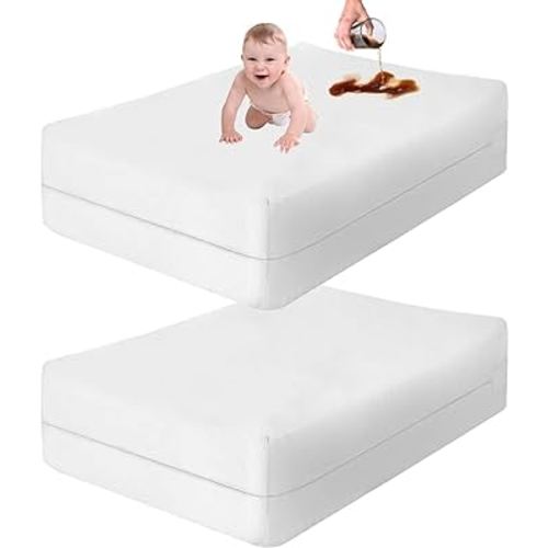 2 Pack Crib Mattress Protector Waterproof Zippered Encasement Cover for Baby, Toddler (Crib Size - 28x52x6)