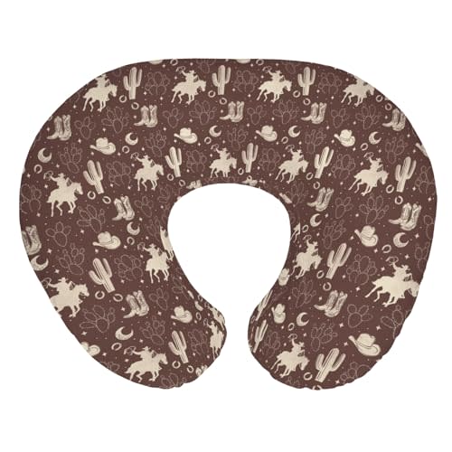 Vintage Western Cowboy Baby Nursing Pillow Covers for Boy Girl Cowboys Boots Hat Horse Cactus Moon Nursery Pillowcase for Breastfeeding Pillows Wild West Desert Soft Stretchy Slipcovers for Newborn