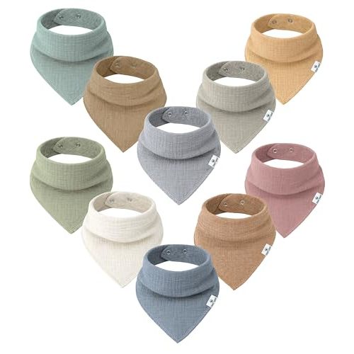 DiaperSquad's 100% Organic Cotton Baby Drool Bibs, Super Absorbent & Adjustable Baby Bibs for Drooling and Teething