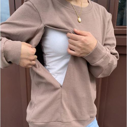 Breastfeeding Waffle Knit Solid Zip Sweatshirt – Giftifymama