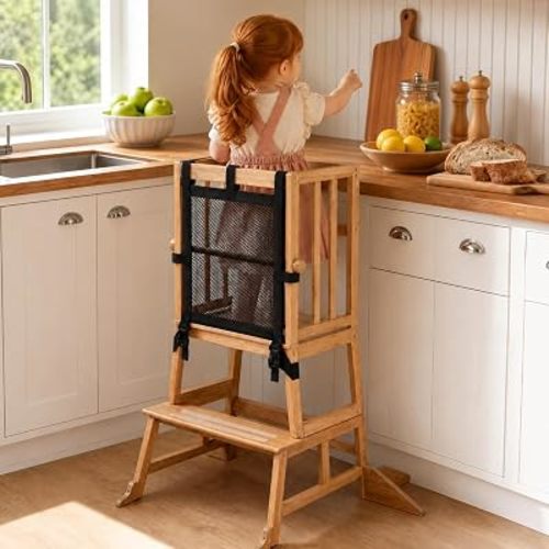 COSYLAND Taburete de cocina para niños pequeños, 1.5-3 años, natural