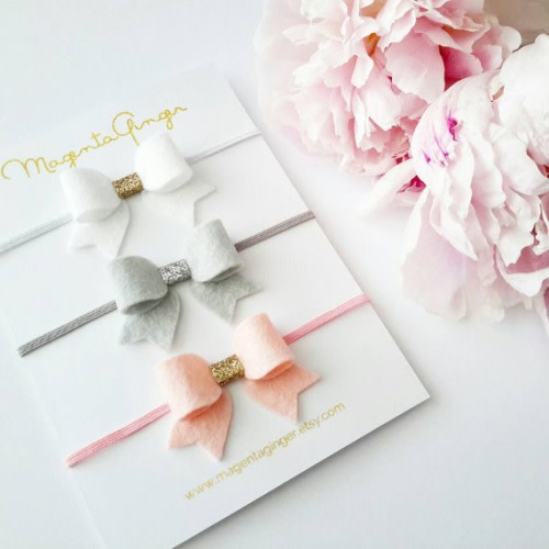 Newborn/ Baby/ Girl mini Felt Bow Set Felt and by MagentaGinger