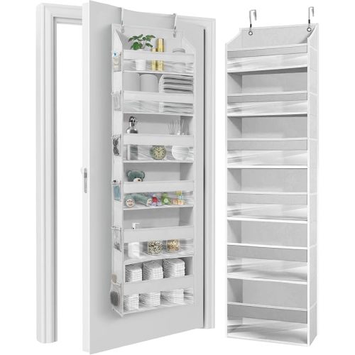 HOMELUX THEORY UPGRADED Over The Door Organizer Hanging - 100D EXTRA THICK & 50lbs HUGE CAPACITY 6 Large Front & 12 Side Pockets, Over The Door Shoe Organizer, Hanging Closet Organizer (LightGray 1pc)