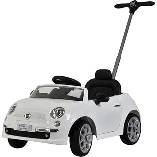 Best Ride On Cars Fiat 500 Push Car, with Stroller, Adjustable Footrest and Handle, Horn, Music, Stable Wheels, For Kids Aged 2-3 Years, 37 x 19 x 12 inches, Large, White