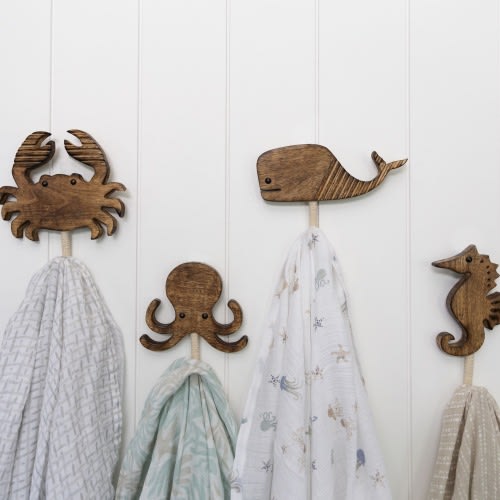 Cove 4-pc. Coastal Nursery Wall Hooks | Crane Baby