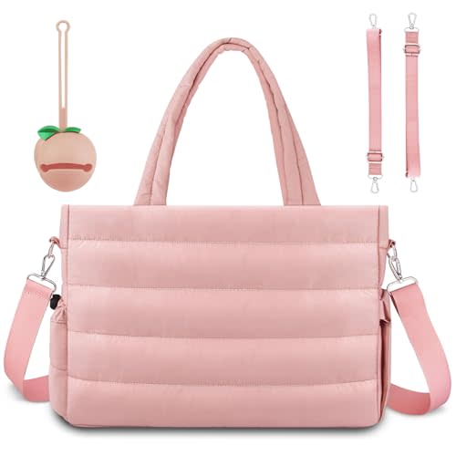 KUBYA Diaper Bag Tote, Baby Diaper Tote Bags Crossbody Hospital Bag Travel Large Mommy Bag, with Silicone Pacifier Case