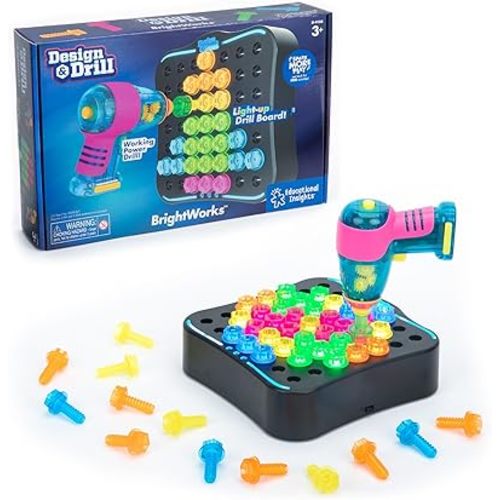 Educational Insights Design & Drill Brightworks, STEM Learning with Toy Drill, 53 Pieces, Ages 3+