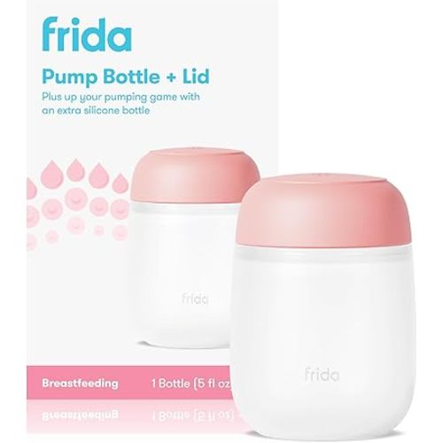 Frida Mom 2-in-1 Manual Breast Pump Silicone Bottle + Replacement Lid, Milk Collector for Breastfeeding, 5oz