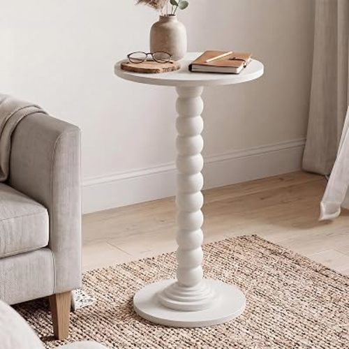 DUMOS Round Side Table, End Table, Nightstand for Bedroom Living Room