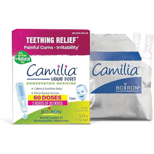 Boiron Camilia Teething Drops for Daytime and Nighttime Relief of Painful or Swollen Gums and Irritability in Babies - 30 Count