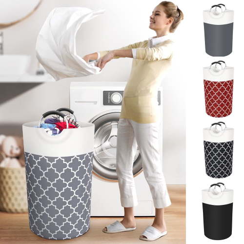 Clearance Storage 82L Laundry Basket, ZKCCNUK Large Laundry Hamper With Long Reinforced Handles, Collapsible Freestanding Clothes Hamper, Basket for Bedroom Bathroom Storage Containers for Home GY