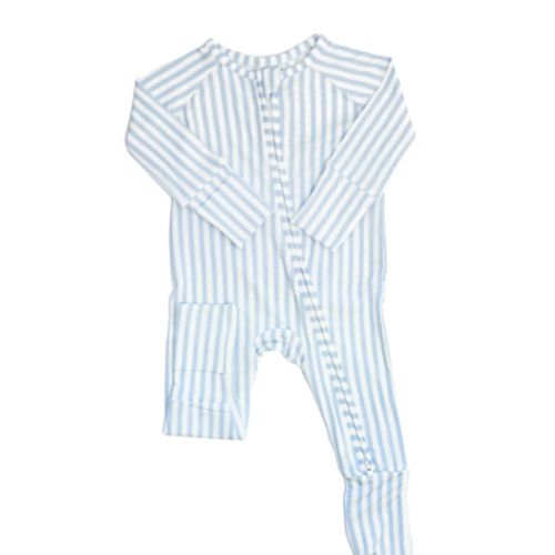 Sleep Romper - French Blue Mini StripeSleep Romper - French Blue Mini