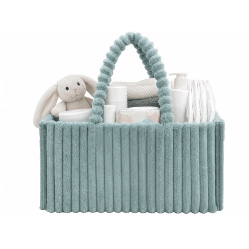 AWLYLNLL Baby Diaper Caddy Organizer Nursery Basket Set Baby Basket Gift Registry Baby Shower List Baby Must Haves Essentials Neutral Baby Stuff For Newborn - Green Flannel