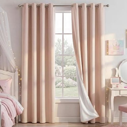 NICETOWN Blush Pink Blackout Curtains for Bedroom 52" w x 84" L 2 Panels