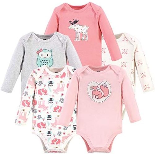 Hudson Baby baby-girls Cotton Long-sleeve Bodysuits 5-pack