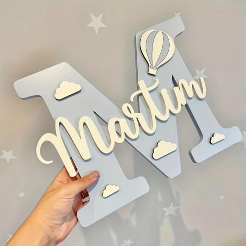 Personalized Wooden Name Sign for Nursery Wall Decor, Custom Script Name Cutout, Baby Name Door Entrance Sign, Wooden Letters Sign, Sign