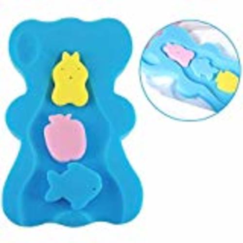 Hallo Soft Infant Bath Sponge Anti Bacterial and Skid Proof Baby Bath Mat Newborn Odor Free (Blue)