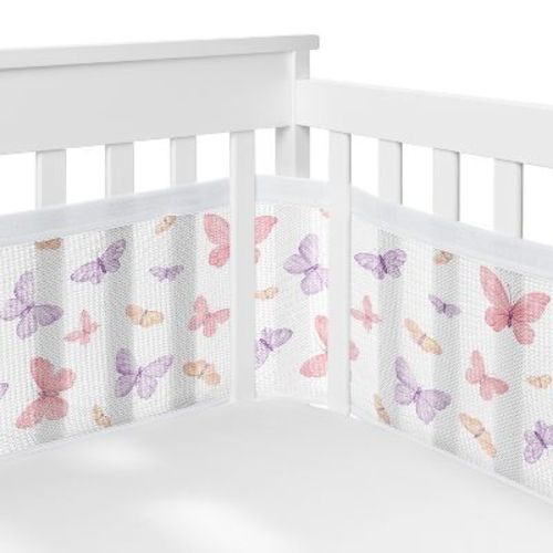 Sweet Jojo Designs Girl BreathableBaby Breathable Mesh Crib Liner Baby Nursery Butterfly Blush Pink and Purple