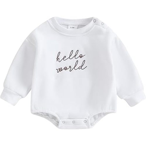 VISGOGO Newborn Infant Baby Boy Girls Oversized Romper Little Dude Sweater Onesie Coming Home Outfit Neutral Clothes