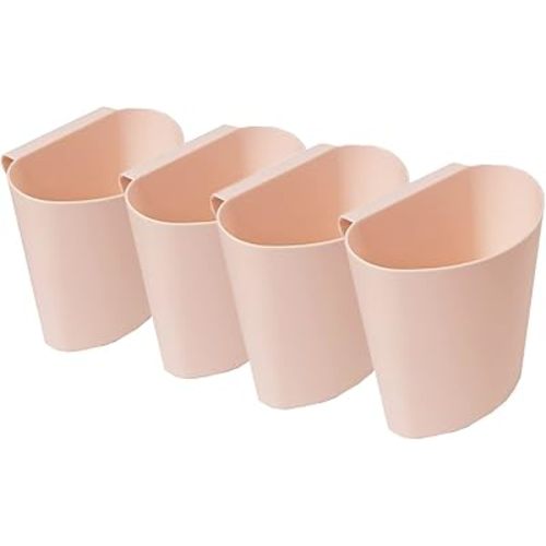 4Pcs Hanging Cup Holder,Rolling Cart Accessories Utility cart Accessories Hanging Bins,Hanging Flower Pots,Space Saver,Storage Bucket Desktop Container,Make Up Pencil Holder (Pink)