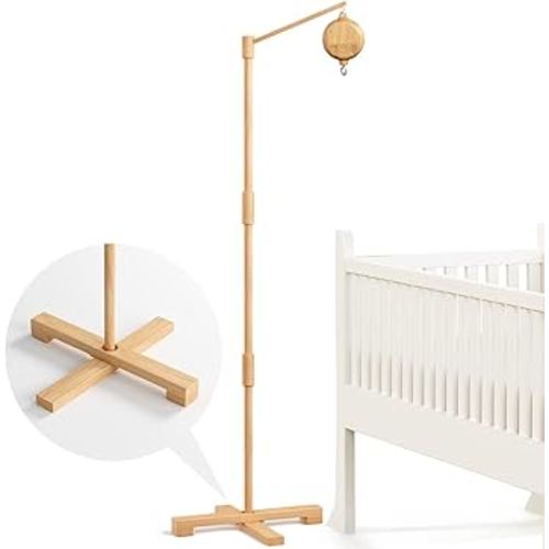 FEISIKE Baby Crib Mobile Arm with Music Box Spin Motor, 57.4 Inch Mobile Arm for Crib Wooden Nursery Decor Hanger Holder for DIY Mobile