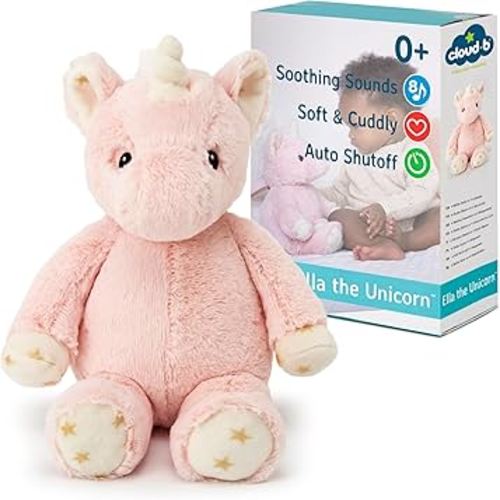 Cloud b Sound Machine with White Noise Soothing Sounds | Cuddly Stuffed Animal | Adjustable Settings and Auto-Shutoff | Ella The Unicorn