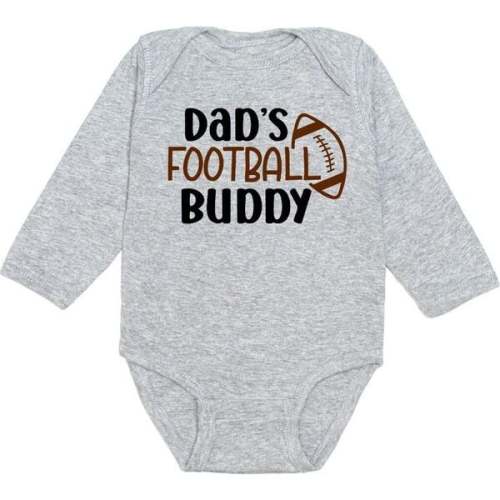Dad's Football Buddy Long Sleeve Bodysuit, Grey - Sweet Wink | Maisonette