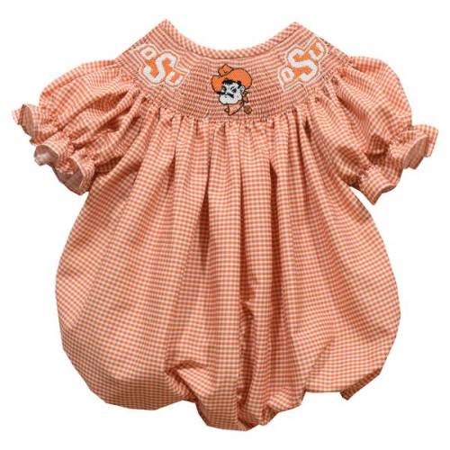 Oklahoma State Cowboys Vive La Fete Girls Infant Gingham Smocked Bishop Bubble Dress - Orange