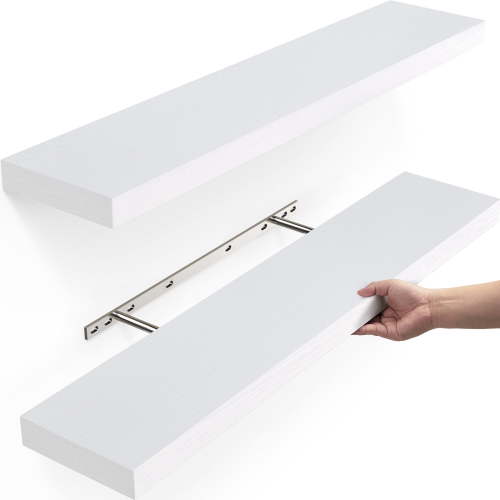 Ophanie 22.5 inch Wood Floating Shelves Wall Mounted Shelves, 6.7 x 23 Inch, White, Set of 2