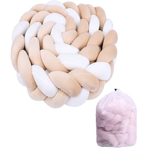 Soft Cushion Knot Pillow for Home and Furniture Decor, with Laundry Bag Bed Gap Filling Plush Knotted Throw Pillows for Boys Girls Gift Decoration (White Beige,197 inches)
