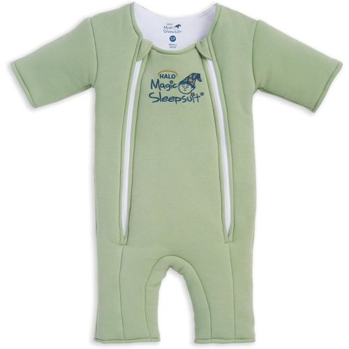 Magic Sleepsuit Baby Merlin's Cotton Baby Swaddle Transition Product - Soft and Cozy Design, Double Zipper for Easy Diaper Changes, Promotes Safe Sleep, 3-6 Months - Sage Green - Small (12-18lbs)