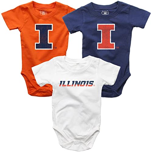 Wes and Willy Baby College Team 3 Pack of Cotton Rompers