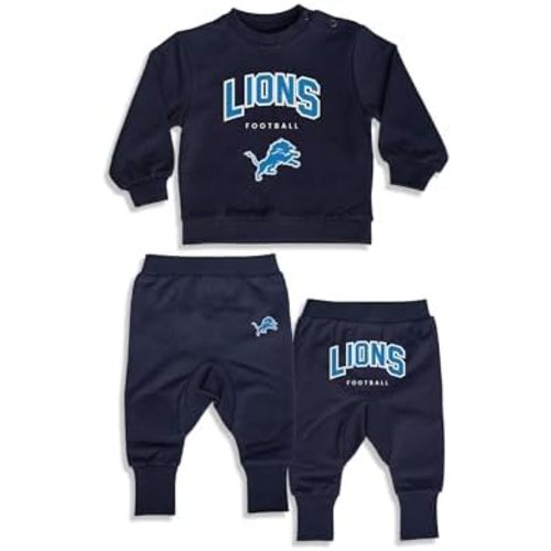 Gertex NFL Baby 2-Piece Navy French Terry Cotton Set with Crewneck & Pants | Officially Licensed, Available in 10 Teams