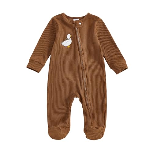 Baby Boy Animal Footies Rompers Long Sleeve Embroidery Goose Lion Footed Jumpsuits Newborn Coming Home Outfits