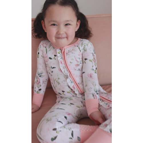 Hummingbird Print Bamboo Zipper Pajamas for Baby Girls
