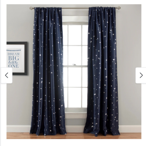 Lush Decor Star Room Darkening Window Curtain Panel Pair. (Navy) 95 length