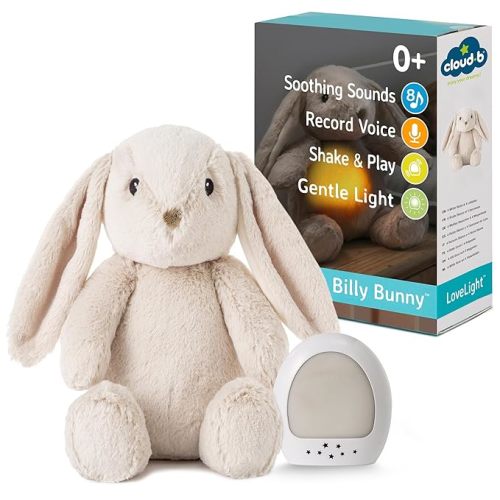 Cloud b Billy Bunny: Portable Baby Sound Machine & White Noise Soother. 8 Calming Lullabies & Nature Sounds. Travel-Ready Infant Sleep Aid & Nursery Registry Essential